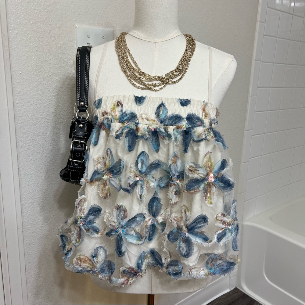 Floral flowers mesh babydoll flowy tank top SHEIN cottage core spring festival
